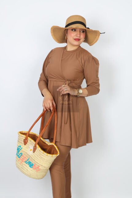 Burkini marron  en 3 pièces